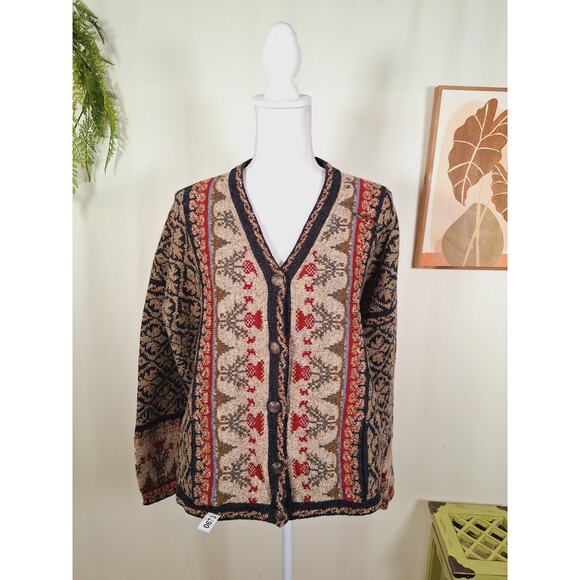 Buttercup Knitwear Sweaters - Buttercup Knitwear Women's 100% Wool Knitted Multi-Colored Sweater With Brooch